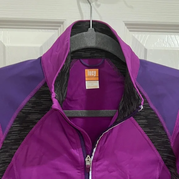 Lucy Purple and Black full zip jacket w/ thumb holes - size small - Picture 3 of 11